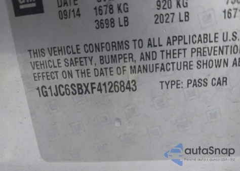 2015 Chevrolet Sonic Lt Auto из США, поврежденный, VIN 1G1JC6SBXF4126843